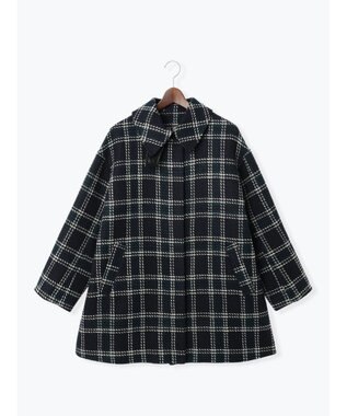 Te chichi ロービングチェックミドルコート《2025winter catalog item》 ネイビー