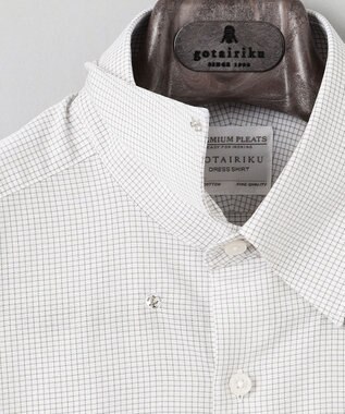 GOTAIRIKU 春夏向け【形態安定】SUMMERPREMIUMPLEATS_スナップダウンカラー 半袖ドレスシャツ_ブラウン(25年限定色) 白地×ダークブラウン格子