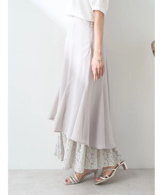 earth music&ecology レースヘムスカート Gray Beige