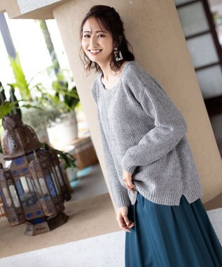 Tiaclasse 【洗える】大人可愛いワッフルニットトップス グレー