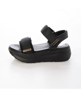 MODE ET JACOMO <noyau>厚底サテンベルクロスポーツサンダル ブラック