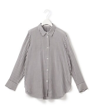 ICB 【接触冷感・洗える】 キュプラローンストライプ シャツ ブラックストライプ系