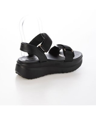 MODE ET JACOMO <noyau>厚底サテンベルクロスポーツサンダル ブラック