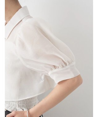 earth music&ecology ＳＥＴ２点シアークロップドシャツ×シャーリングタンク Ivory