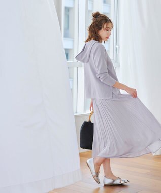 Tiaclasse 【洗える】サマーニットフードパーカートップス ラベンダー