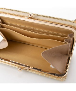 LA BAGAGERIE クロコ型押しエナメル 長財布（がま口） アイボリー