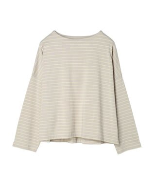 AMERICAN HOLIC ボートネックボーダープルオーバー Gray Beige