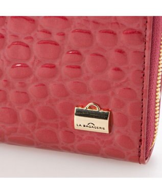 LA BAGAGERIE クロコ型押しエナメル 長財布（がま口） レッド