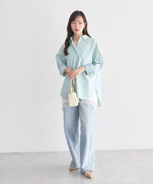 earth music&ecology バックツイストオーバーシャツ Mint