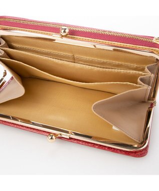 LA BAGAGERIE クロコ型押しエナメル 長財布（がま口） レッド