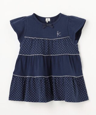 組曲 KIDS 【110-140㎝】 ドットティアードチュニック ネイビー