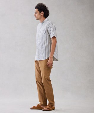 J.PRESS MEN 【クールマックス】サッカーマルチストライプ バンドカラーシャツ ブルー系1