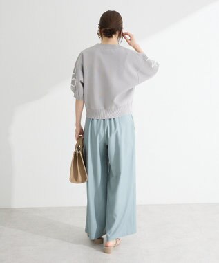 Green Parks ・ＥＬＥＮＣＡＲＥ　ＤＵＥ　ライン刺繍５分袖ニット Beige