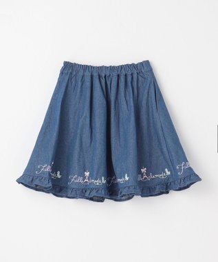 ANY KIDS 裾 ロゴ刺繍 スカパン デニムブルー