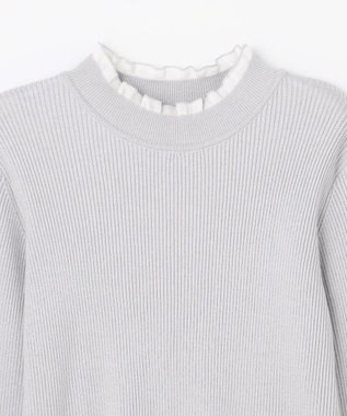 ANY SIS S CICA加工 ハイネック ニット シルバー