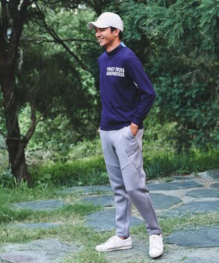 23区GOLF 【MEN】【吸水速乾/UVカット】スポーティ モックネックシャツ ネイビー系