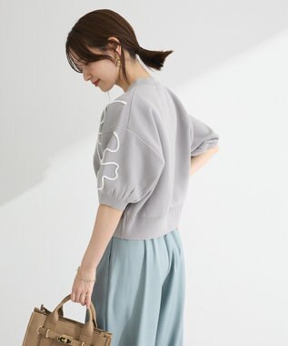 Green Parks ・ＥＬＥＮＣＡＲＥ　ＤＵＥ　ライン刺繍５分袖ニット Beige