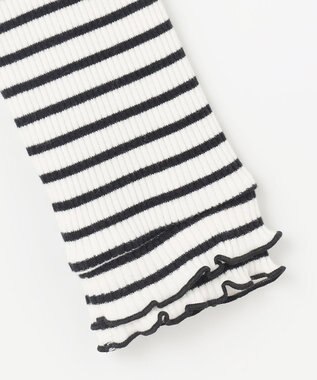 ANY KIDS 襟リボンカットソー ブラック×オフホワイト（ボーダー）