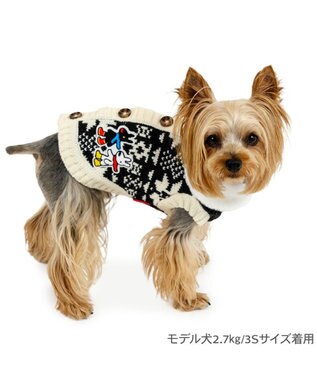PET PARADISE リサとガスパール 背中開きニット 小型犬 ホワイト×ブラック