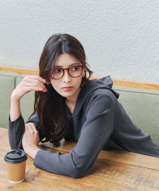 Tiaclasse 【洗える】サマーニットフードパーカートップス チャコールグレー