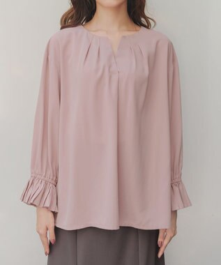 Tiaclasse L 【洗える】プリーツスリーブブラウス ピンク