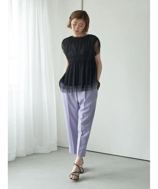 YECCA VECCA チュールギャザーブラウス Brown