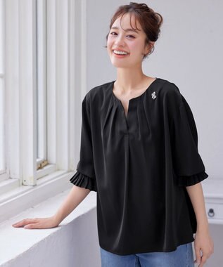 Tiaclasse 【洗える】プリーツスリーブブラウス
