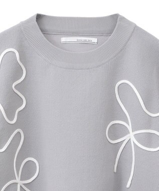 Green Parks ・ＥＬＥＮＣＡＲＥ　ＤＵＥ　ライン刺繍５分袖ニット Beige