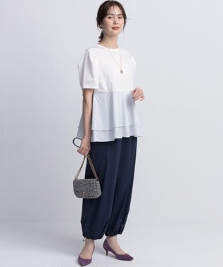 組曲 L ポリエステルレーヨンツイル パンツ ネイビー系