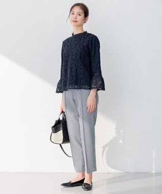 組曲 【洗える・ウエストゴム仕様】2WAYストレッチテーパード パンツ ネイビー系3