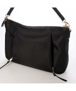 UNBILLION ペルケ perche / ナイロン牛革ヒネリかぶせ2wayトート ブラック