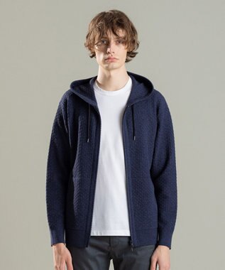 JOSEPH HOMME ヴィスコースリンクスジャガード　パーカ ネイビー系