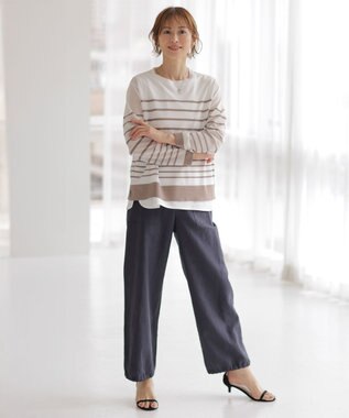 J.PRESS LADIES 【洗える】フィブリルツイル ベイカーパンツ ネイビー系