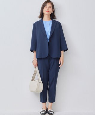 組曲 【美シルエット・ストレッチ・シワになりにくい】オシャクロス テーパードパンツ 【WEB限定】ネイビー系9