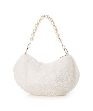 UNBILLION カシュカシュ cachecache / パール調ビーズワンハンドルバッグ ホワイト