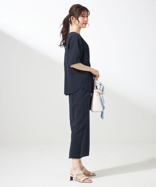 ANY SIS S 【前後着用・UVケア・洗える】2WAYジョーゼットジャージードルマン カットソー ネイビー