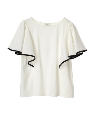 earth music&ecology パイピングフレアスリーブカットソー Off White