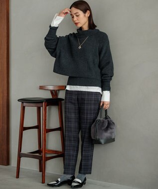 組曲 L 【WEB限定・2SET】オフショル風NEWツイン ニット チャコールグレー系