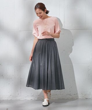 ANY 【接触冷感】シルケットスムース タックスリーブトップス ピンク