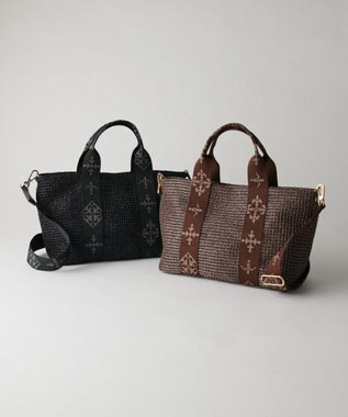 russet ナイロンラフィアデイリーミニトートバッグ(CE-1712) D.Brown