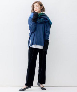 23区 S 【WEB限定カラーあり/洗える】ウーステッドウール ビッグシルエット ニット ダルブルー系