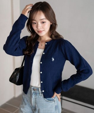 WEGO 【WEB限定/25年秋冬新作】別注USPOLOケーブルニットカーデ