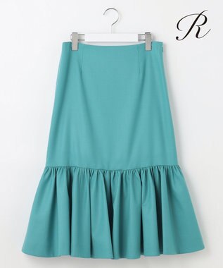 23区 L 【R(アール)】カラーウールツイル ティアードスカート ターコイズブルー系