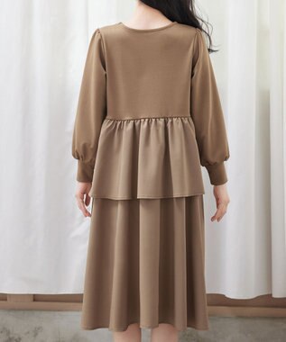 Tiaclasse L 【洗える】ドッキングティアードワンピース キャメル