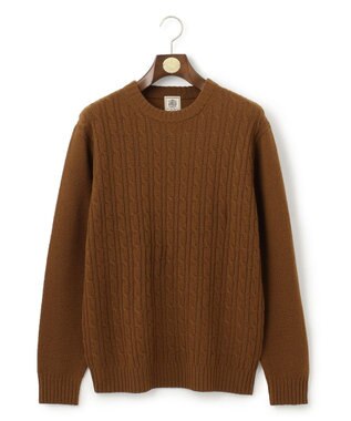 J.PRESS MEN 【WEB限定】ケーブルクルーネックニット ベージュ系