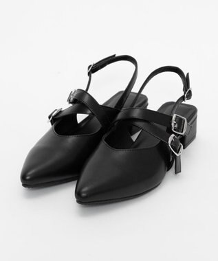 WEGO ダブルベルトポインテッドシューズ ブラック