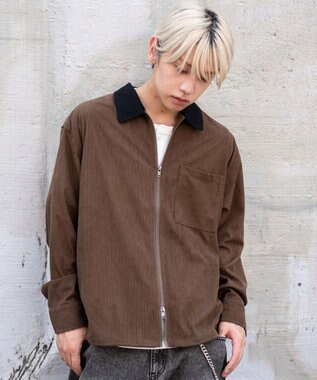 WEGO 【ユニセックス着用ITEM/MLサイズ展開】コーデュロイシャツジャケット ブラウン
