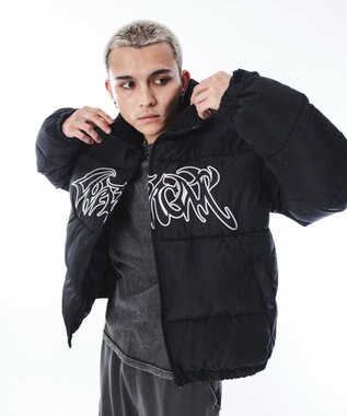 WEGO 【ユニセックス着用ITEM/MLサイズ展開】パファーグラフィックブルゾン ブラック