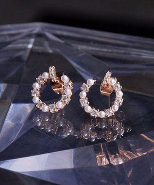 Tiaclasse 【金属アレルギー対応】ストーンサークルピアス ピンクゴールド