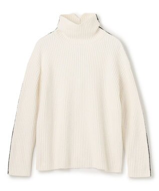 BEIGE， 【洗える】BERTAINA /  配色リンキングタートルネックニット Ecru×Navy